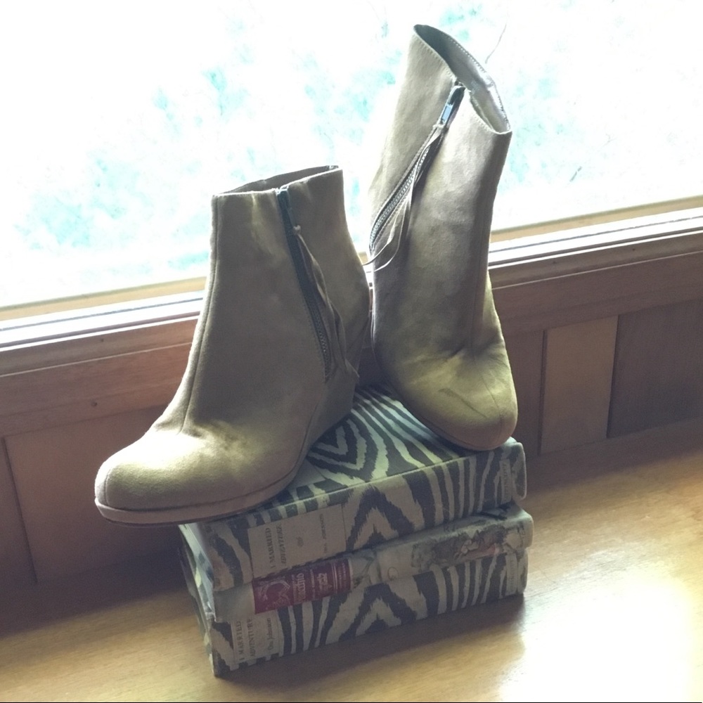 Camel Wedge Booties